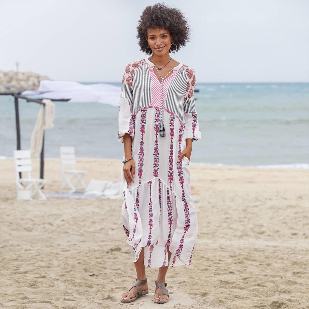 Sundance Laisella Maxi Embroidered Dress sz M medium
